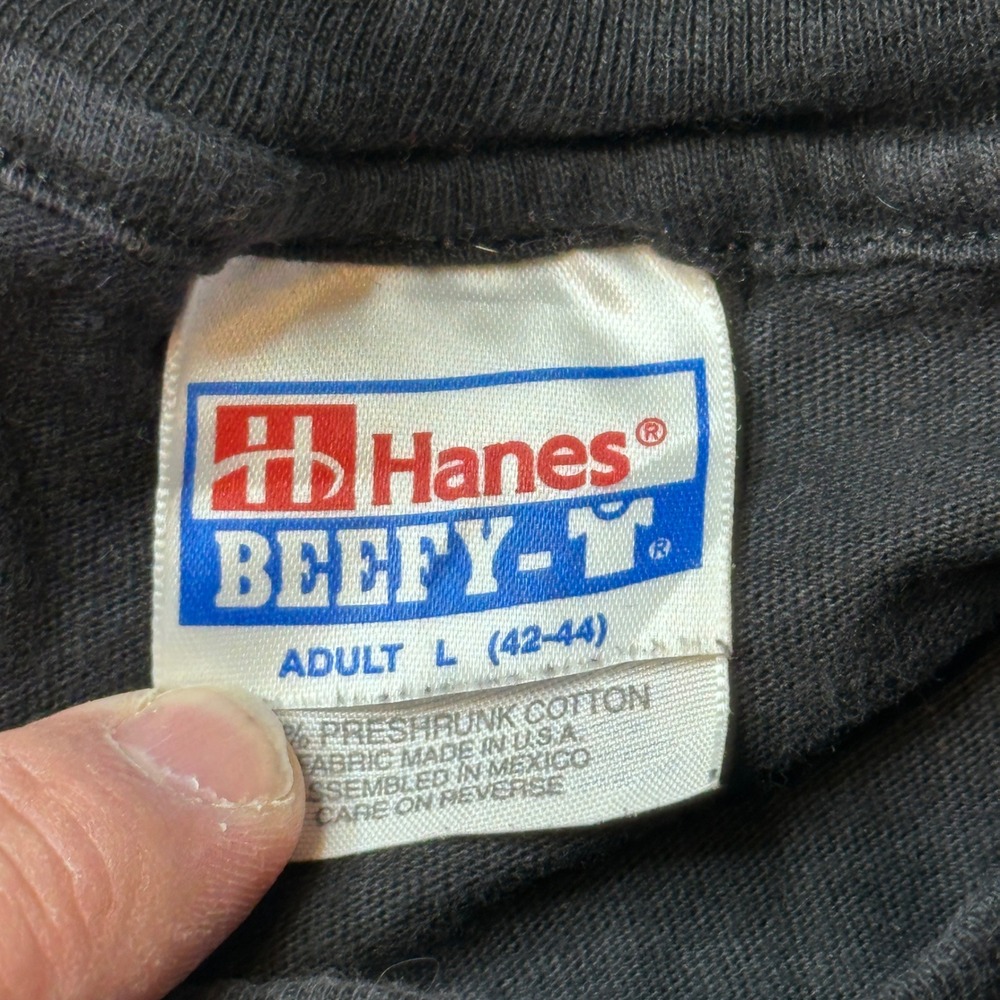 Vintage Hanes Shirt Mens L Long Sleeve Beefy-T Black HOG Waterford MI Chapter - Picture 3 of 12
